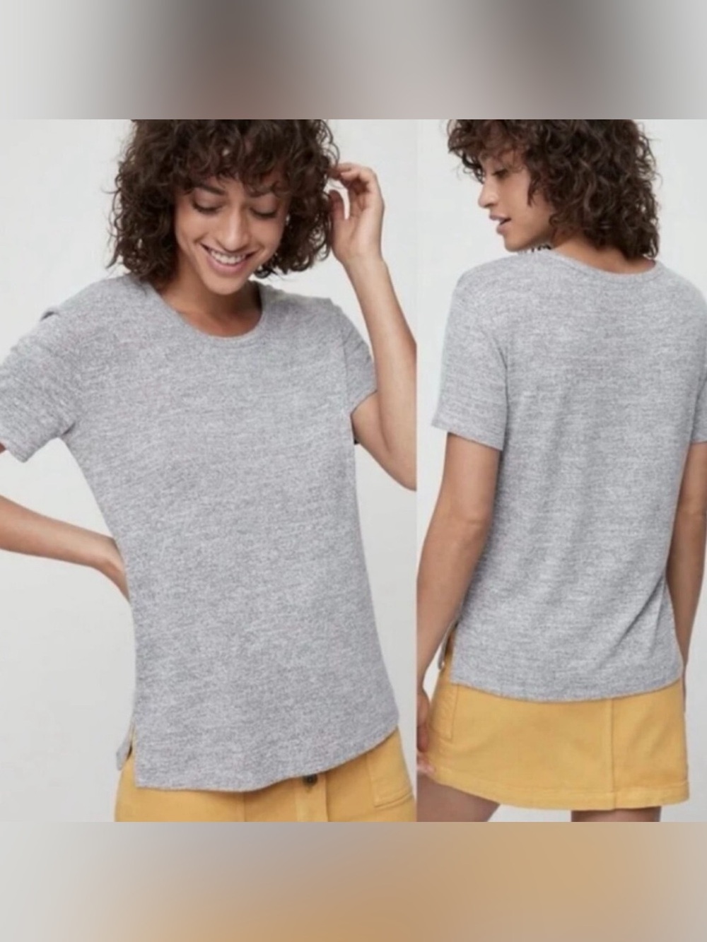 Wilfred Free Aritzia Davina Gray Heathered Crew Neck Tee Size XS Minimalist Soft